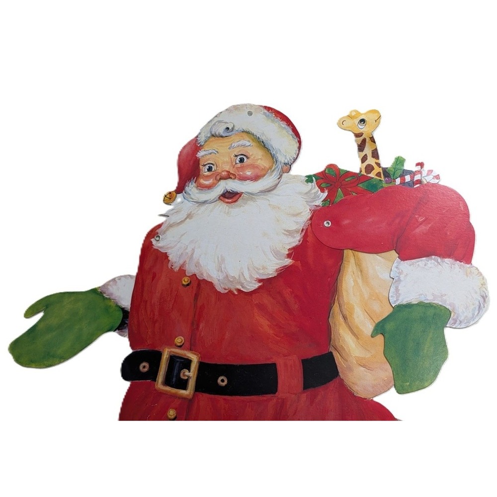 Vintage Jointed Die Cut Santa Claus Cardboard Decoration, 14 x 25, Minor Flaws - Picture 3 of 6